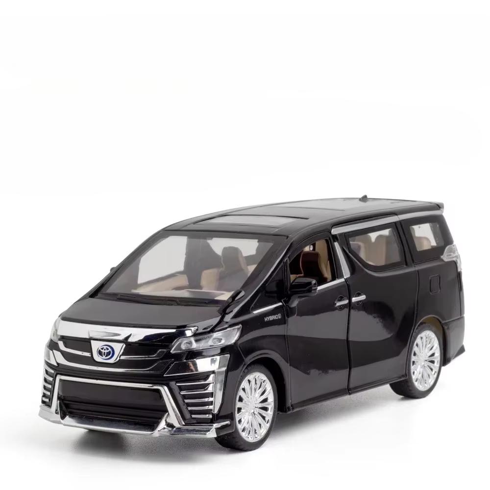 Scale 1:24 Vellfire Carmy Model Car Toy Metal Diecast Music Light Pull Back Models Toys Doors Opened Vehicle Kids Ornaments Gift