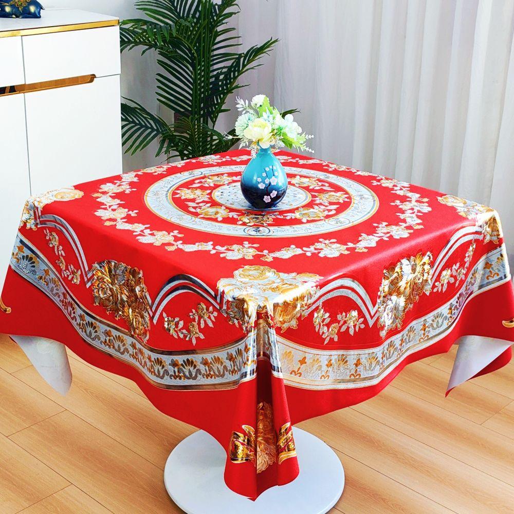 Festive Square Waterproof And Oil-Proof Tablecloth Free Anti-Scalding Baxian Table Dining Table Cloth Mahjong Table Square Table Round Table