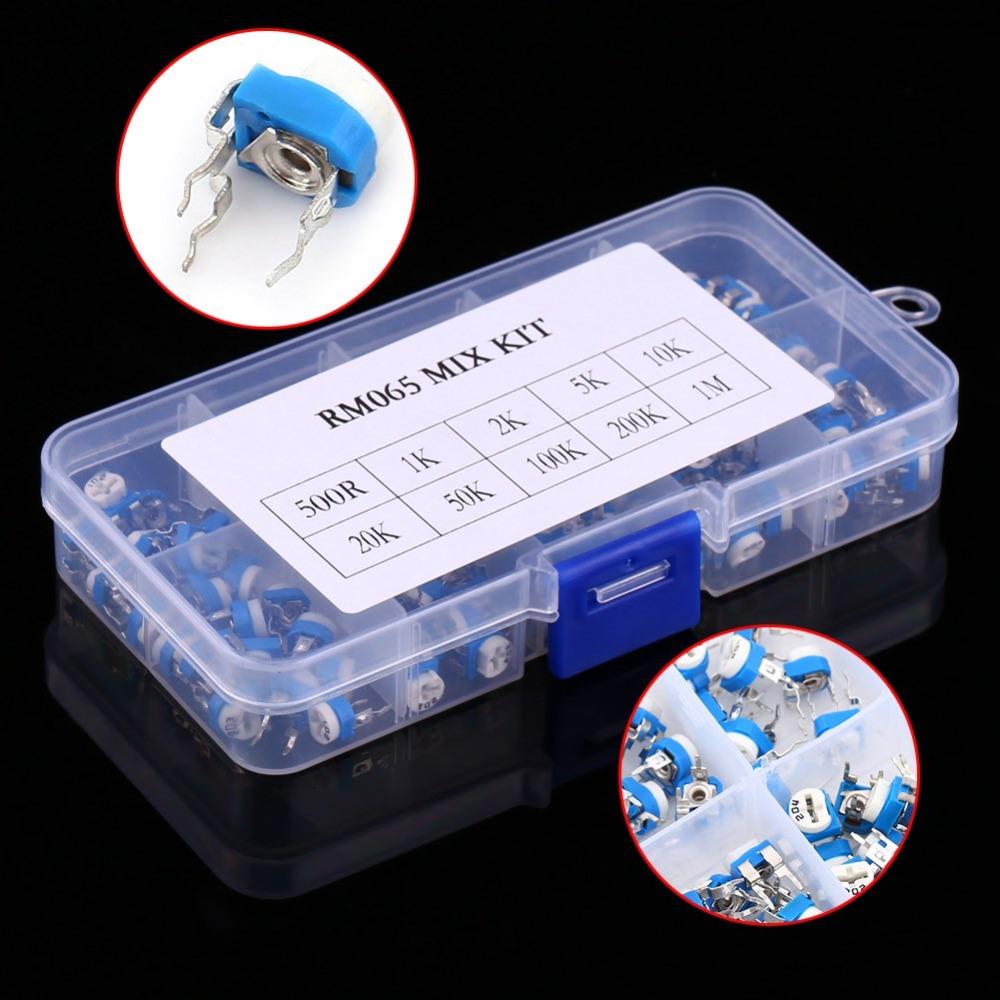 100PCS 10 Values Potentiometer 500ohm-1M ohm Trimpot Trimmer Potentiometer  Electronics Repair