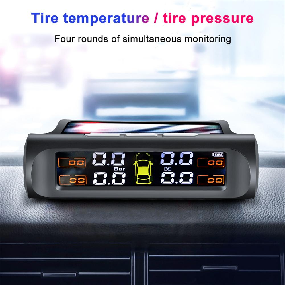 Tire Pressure Monitoring Systems Solar Car Digital Display Wireless Solar Power With Real Time Monitor Pressure Temperature Automotive TPMS