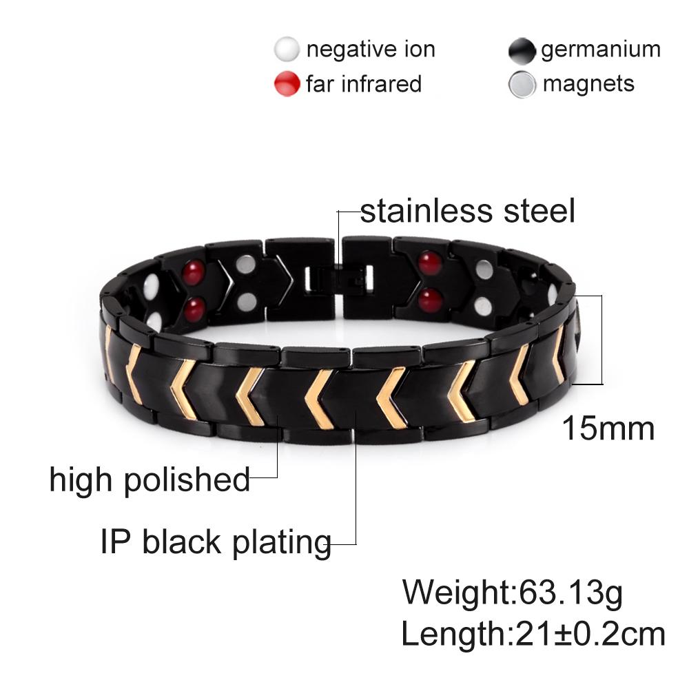Wrist Band Magnetic Bracelet Male Black Stainless Steel Bracelet Men Hand Chain Wide Health Energy Germanium Bracelets for Men