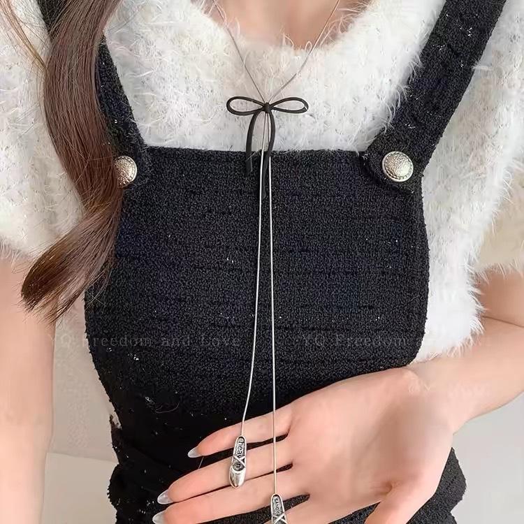 Women's Autumn and Winter Hoodie Bow Long Necklace
