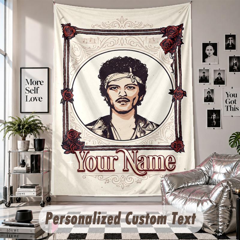 Wandbehang mit individuellem Namen & Text, Bruno Mars Dekorationstextil für das Schlafzimmer