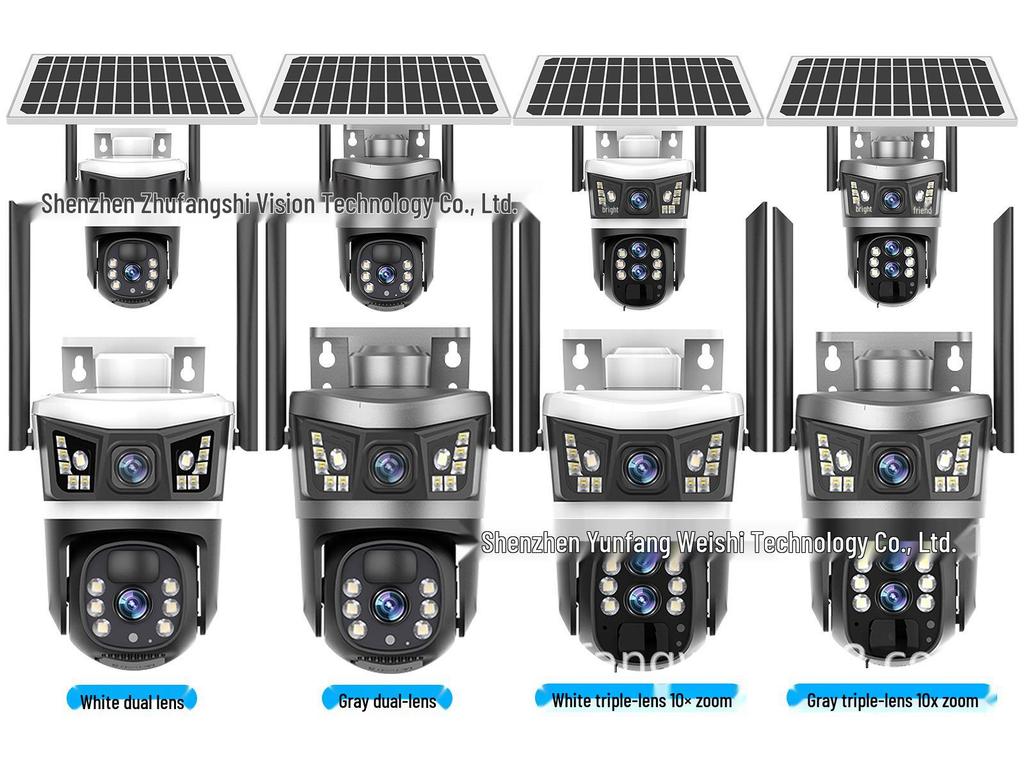 Panorama-Solarkamera mit Dual-Bildschirm, 4G, Triple-Objektiv, 10x Zoom & Überwachung mit Akku mit geringem Stromverbrauch