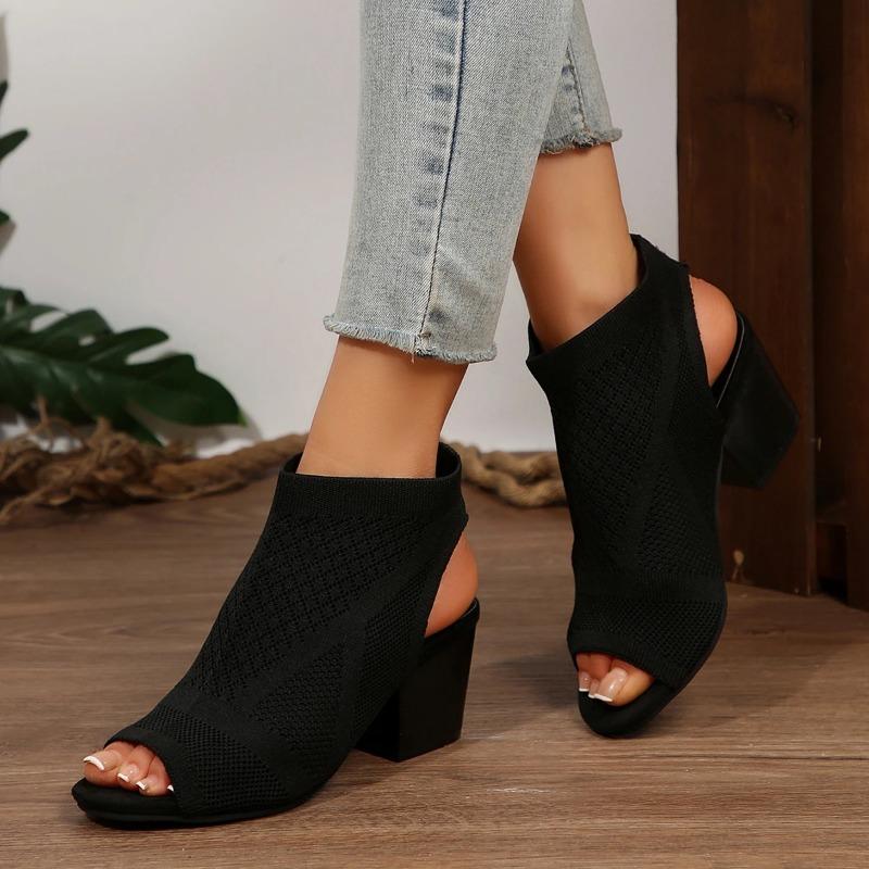 Fashion 2025Summer Model Fashion  Banquet High-Elevated Women Fish Mouth Sandals Casual/Soft Bar Square Heel Sexy Heels Zapatos Mujer
