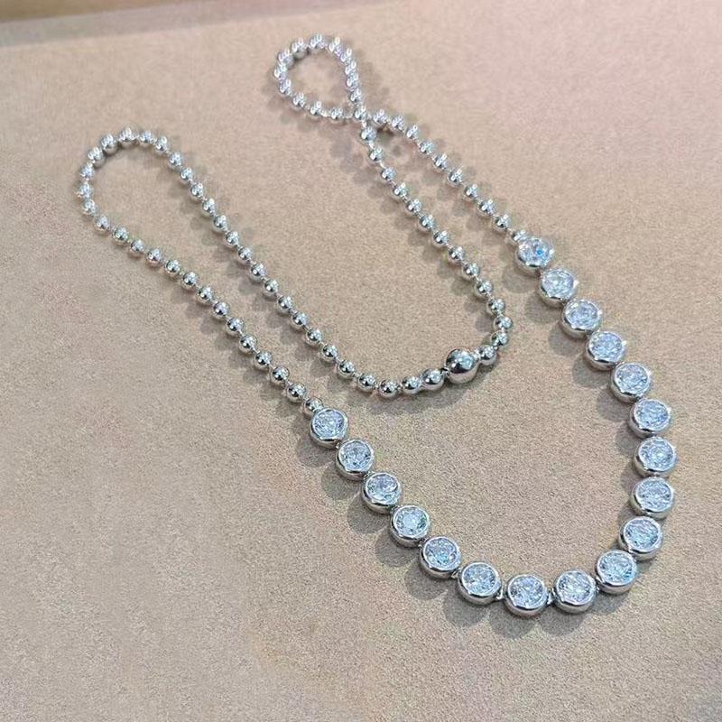 Nuovo Ciondolo Vintage 100% Puro Argento Sterling 925 Pavé Zirconia AAA Perline Rotonde Collane Per Donne Gioielli da Matrimonio di Lusso