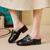 Baotou Hausschuhe Damen Retro Samt Warme Hausschuhe Damen Echtes Leder Mittleren Alters Ältere Damenschuhe Lammwolle Halbschuh
