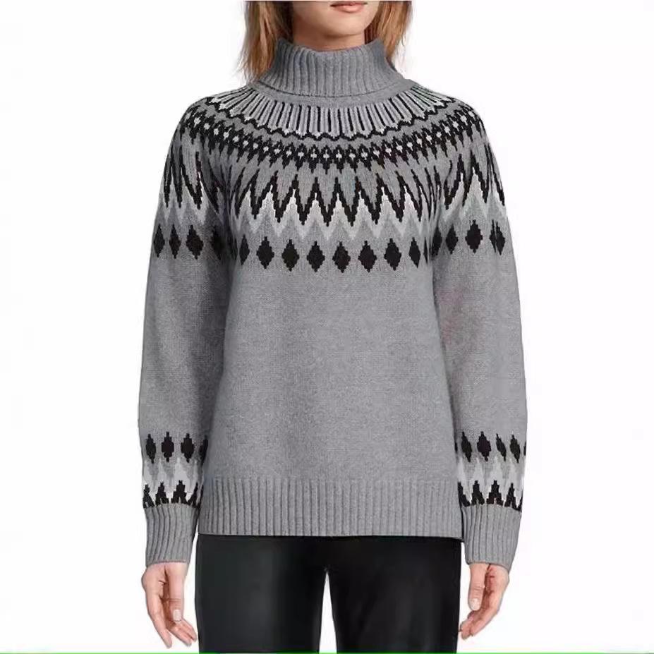 Women's Half High Neck Sweater: Fashionable Casual Colour Blocked Slim Fit Pullover Top Autumn Winter Layering Knit Luxurious Relaxed Versatile Top