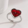 Attractive Silver Color Inlaid with Red Stone Heart Rings  Gorgeous  Party Engagement Wedding Rings for Women Jewelry