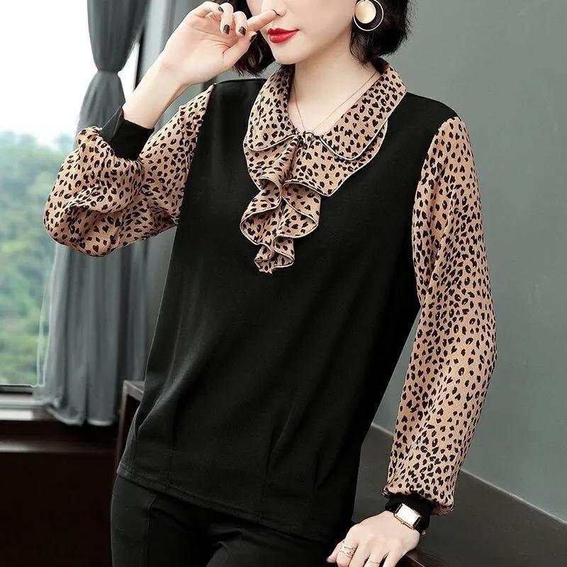 Podzimní trička pro střední a starší věk, volné topy ve westernovém stylu velkých velikostí, košile s dlouhým rukávem, tenká spodní trička, dámská