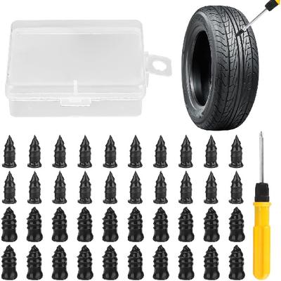 Tire Repair Rubber Nail Kit 40PCS Screw-in Emergency Flat Puncture Repair Tool for Tubeless Tire On Car Motorcycle Tire Chucks 1