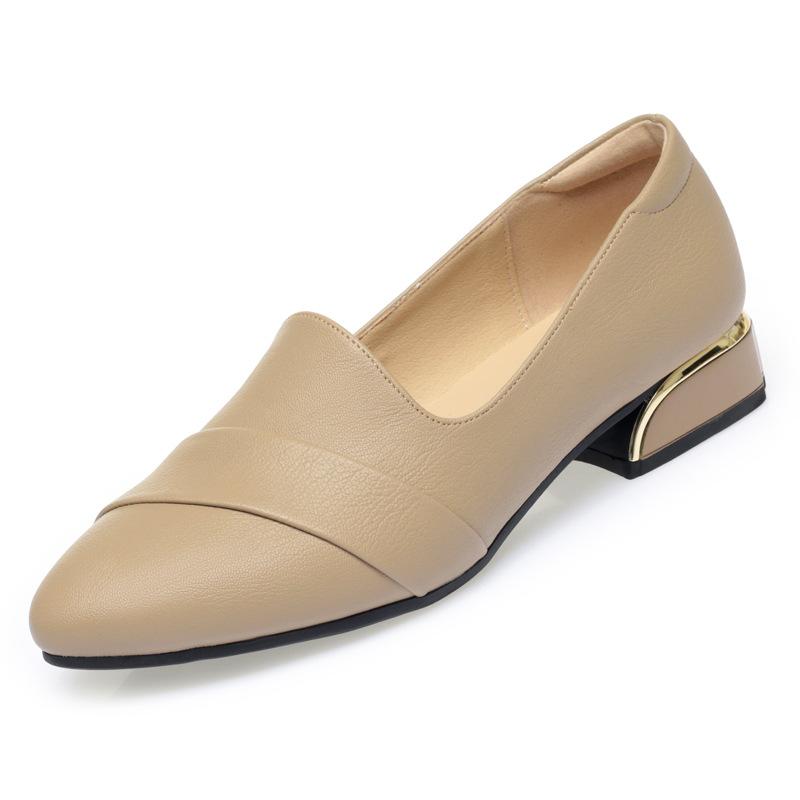 Size 35-41 Deep Mouth Women High Heels Shoes Genuine Leather Shoes Casual Women Pumps Ladies Office Work Shoes Low Heel Loafers