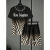 Fashion Men's Set Tiger Zebra Stripe Colorful Printed Men's T-shirt and Shorts 2 Piece Set Summer Casual Outdoor Men's and Women's T-shirt Sets