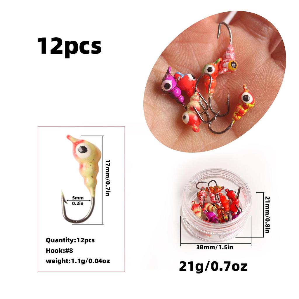 6-Color Thread-Style Micro Ice Fishing Hook, 1.1g Soft Bait Lure