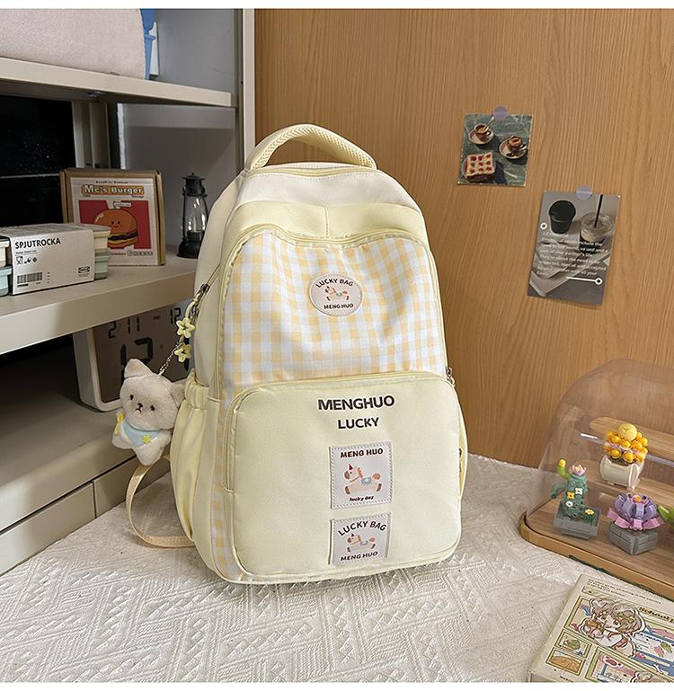 Schoolbag Japanese New High-Aesthetic INS Niche Sweet Plaid Backpack for Middle and High School Students - Lightweight, Large Capacity Backpack