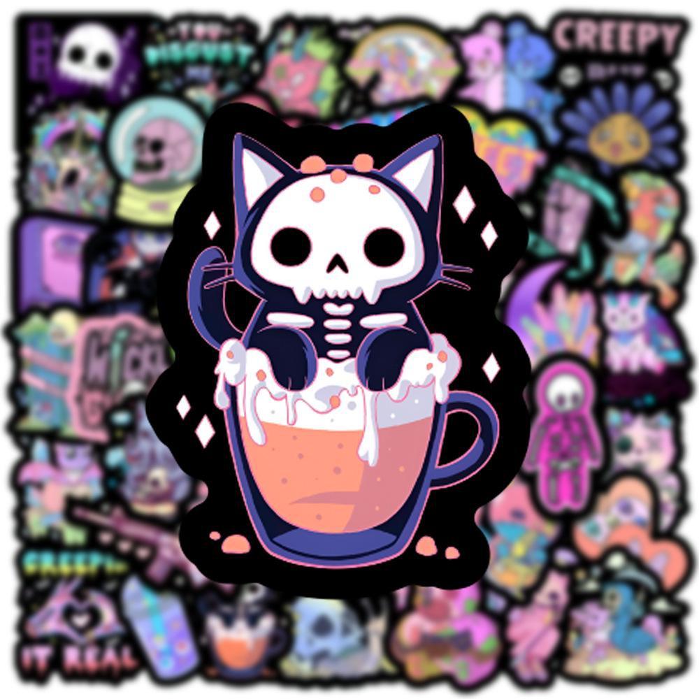 10/50pcs kawaii halloween stickers Purple Skull gothic graffiti Stickers for DIY Luggage Laptop Motorcycle Sticker
