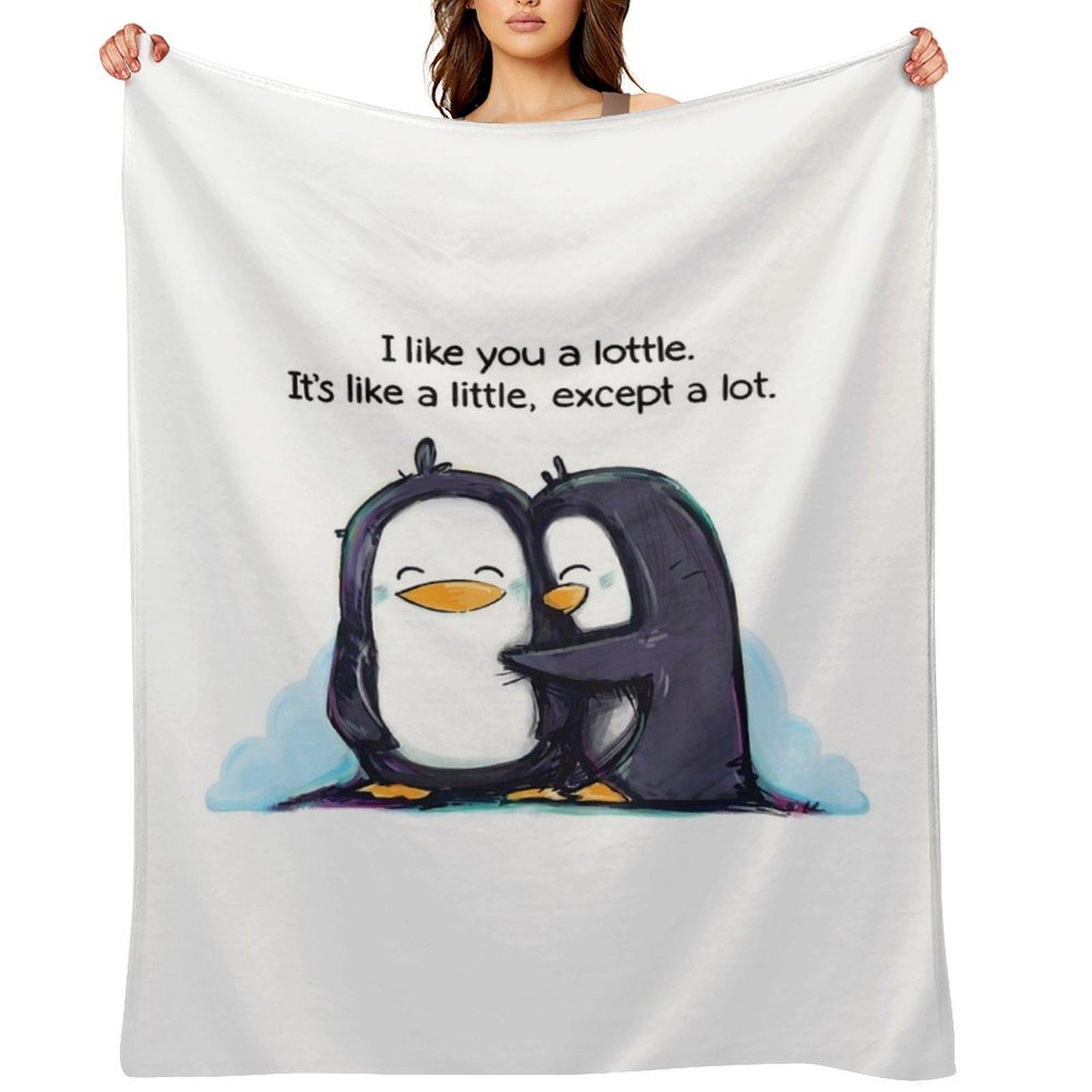 I Like You a Lottle Penguins Throw Blanket Baby Decorative Beds Soft Plush Plaid For Decorative Sofa Blankets 30x40in