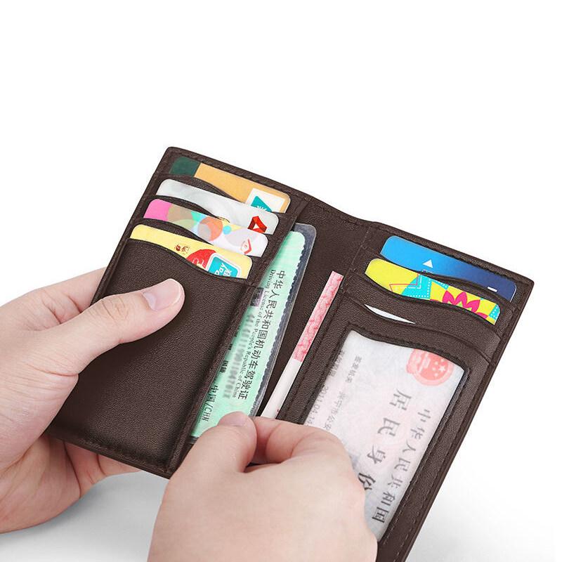 Simplicidade moda cartões de couro real carteiras homens fino titular do cartão de crédito fino id vip titular do cartão terno negócios dos homens acessórios