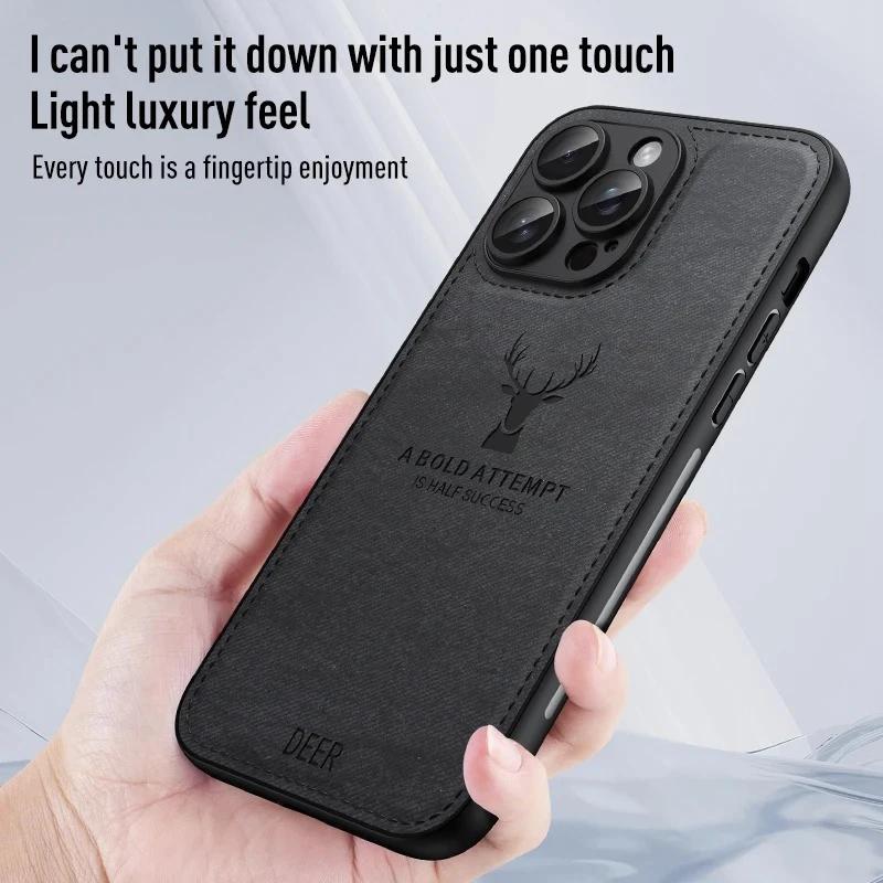 Luxury Deer Cortex Phone Case For For Iphone 11 12 13 14 15 16 Pro Max X XS XR Max Plus Bumper Cases Cover