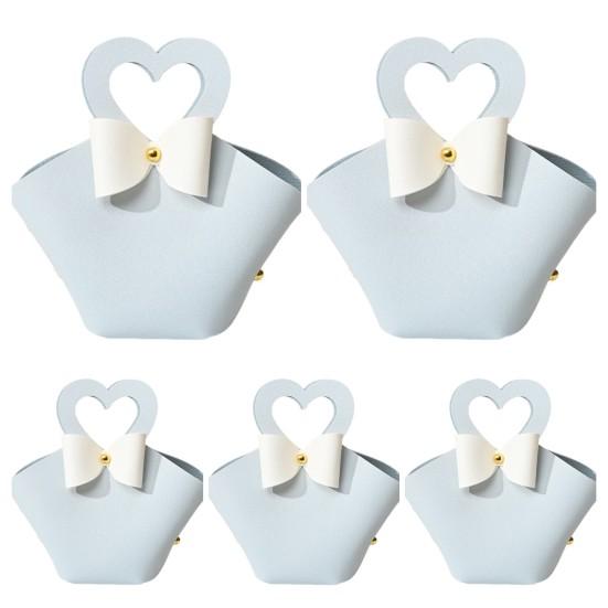 5 db-os ajándéktáska Kényelmes színes mini kézitáska Műbőr cukorkatáskák bulikhoz esküvők dekorációjához