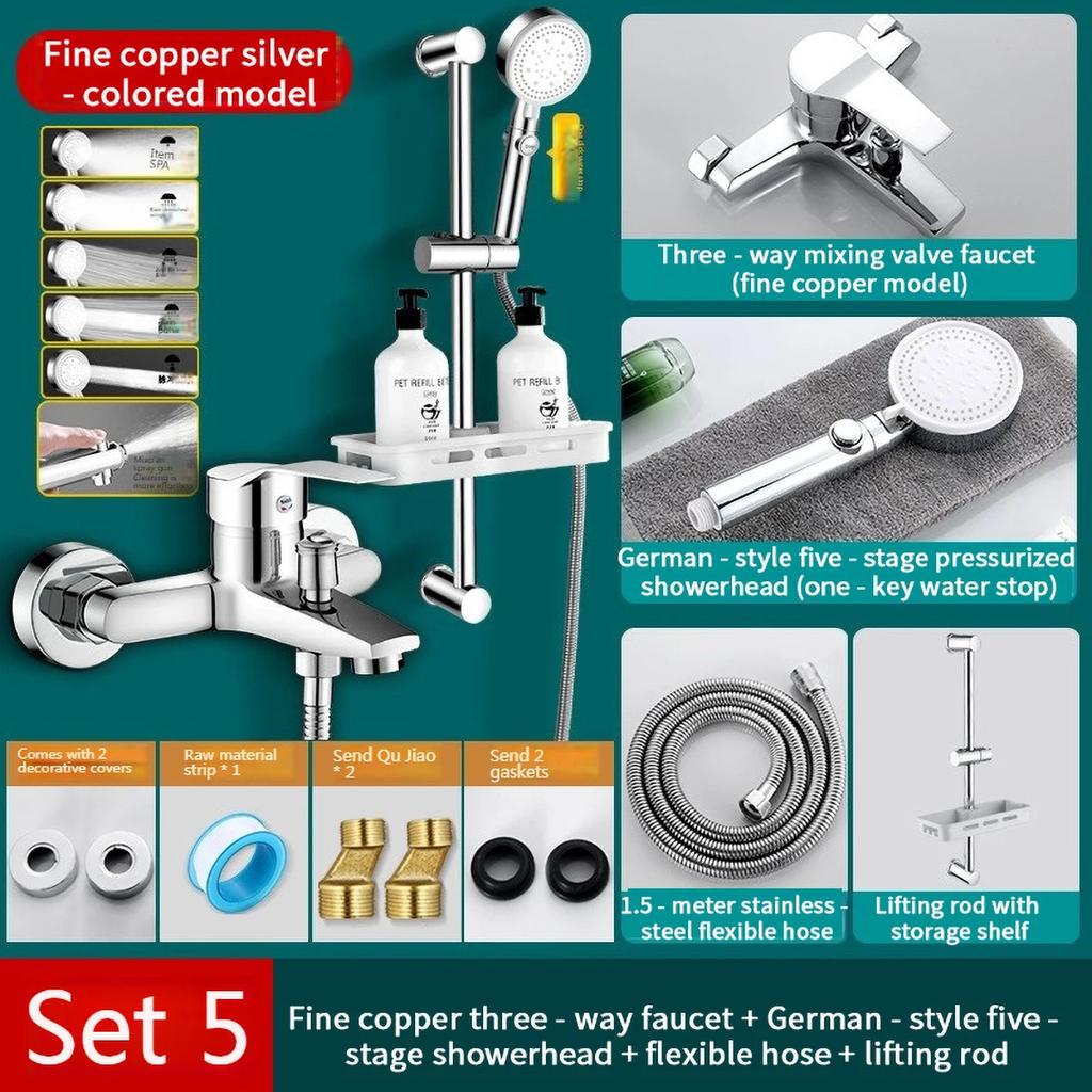 Bathroom Pressurized Shower Faucet Mixer Valve Cold and Hot Water Tap for Bathtub Anti-Leak Design Durable Bathroom Tap
