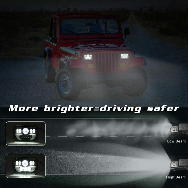 7X6 5X7 Inch Square Led Low/Long Beam Spotlight, Headlight, Drl, Turn Signal, Waterproof For Jeep Cherokee Xj, Car Accessories