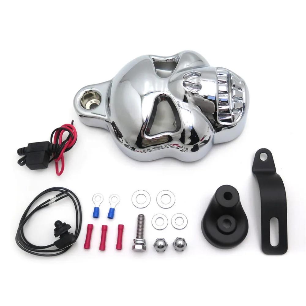 Motorcycle Skull Horn Cover for Harley Davidson Sportster Softail Big Twins V-Rods Stock Cowbell 1992-2020 Aftermarket Accessory