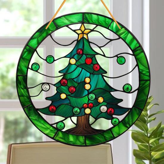Christmas Sun Catchers Acrylic Painted Ornaments Holiday Window Tree Porch Decor Colorful Reflection Hanging