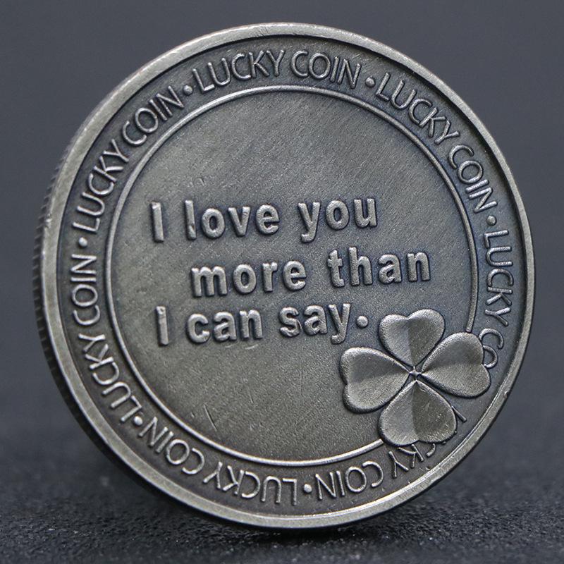 I Love You Confession Coin: Four-Leaf Clover Silver Coin Toy for Treasure Hunt & Gift