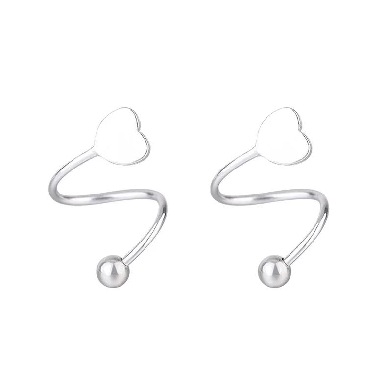 2pcs Stainless Steel Spiral Twisted Stud Earrings, Lip Piercing Heart Star Cartilage Tragus Helix Ear Piercing Jewelry Gifts