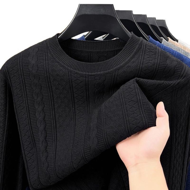 Men S Long Sleeve Knit Sweater Crew Neck Casual Jacquard Pullover