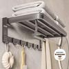 Punch-Free Space Aluminum Bathroom Shelf with Towel Bar