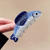 1-Leather Hip Hop Blue & White Fish Hairpin - Durable Plastic Hair Accessories