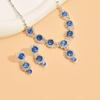 Women's Fashion Earrings Necklace 2 Jewelry Set Claw Chain Bridal Jewelry Simple Blue Birthday Party Gift