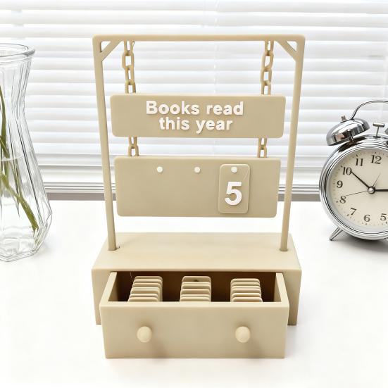 Book Read Tracker 3D Printed Shelf Sign Chapter Counter Book Read This Year Tracker with Interchangeable Number Sets Gift for Book Lovers