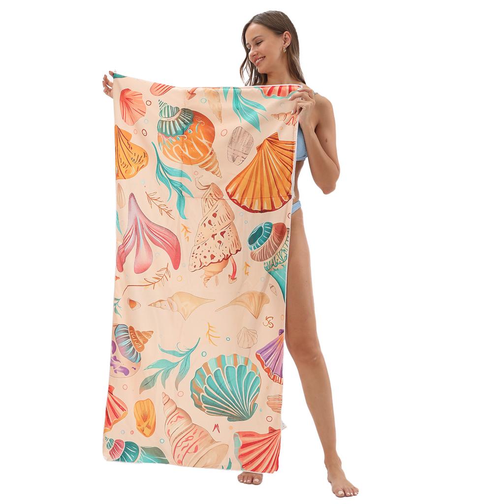 2026 Foldable Beach Towel Printed Bath Towel Integrated Beach Towel Integrated Bag Portable