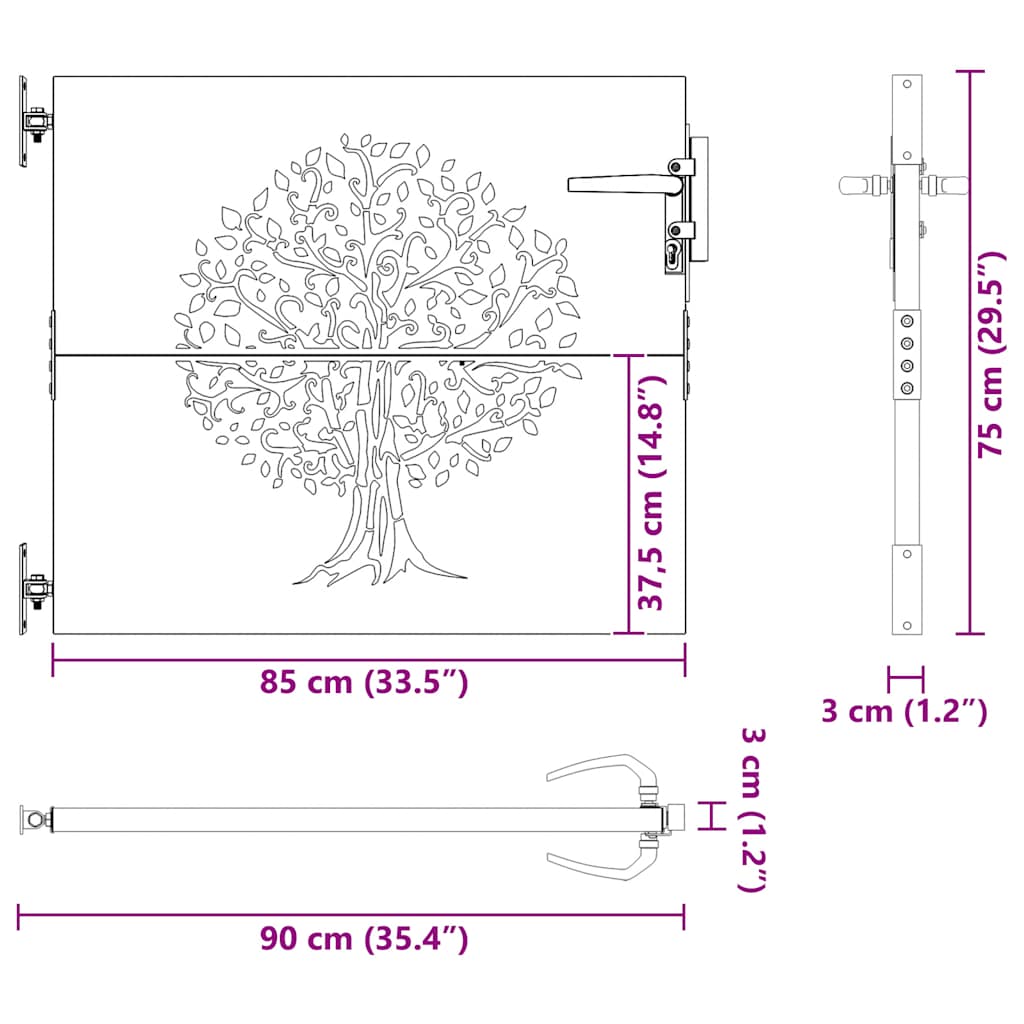 Garden Gate 100 x 200 cm Weathering Steel Trace Design