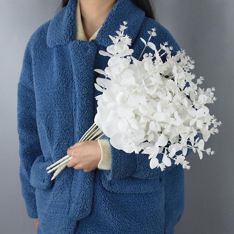 16 Koppen 50cm Kunstbloem Wit Nep Eucalyptus Bladeren Faux Eucalyptus Tak met Stelen voor Huis/Bruiloftsfeest Decor