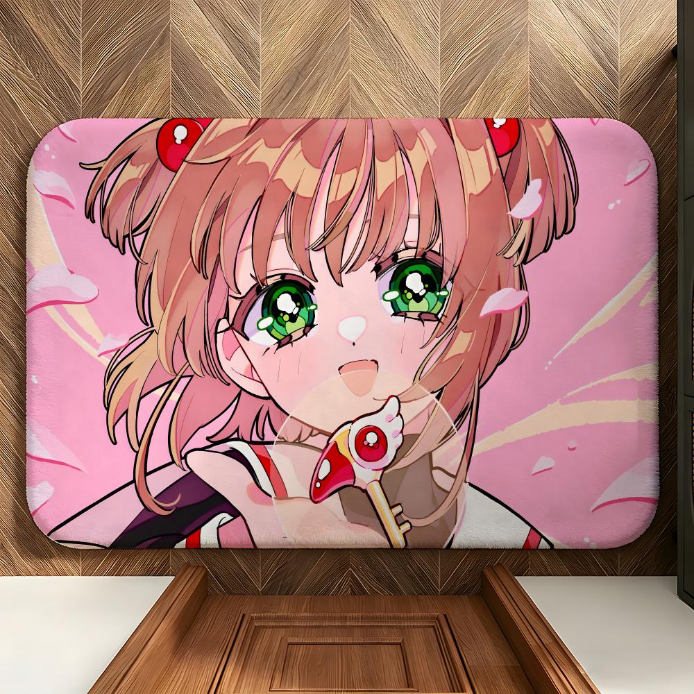 Anime M-Magical S-Sakura Floor Mat Soft Flannel Floor Mat Suitable for Entryways, Living Rooms, Bedrooms, and Bathrooms