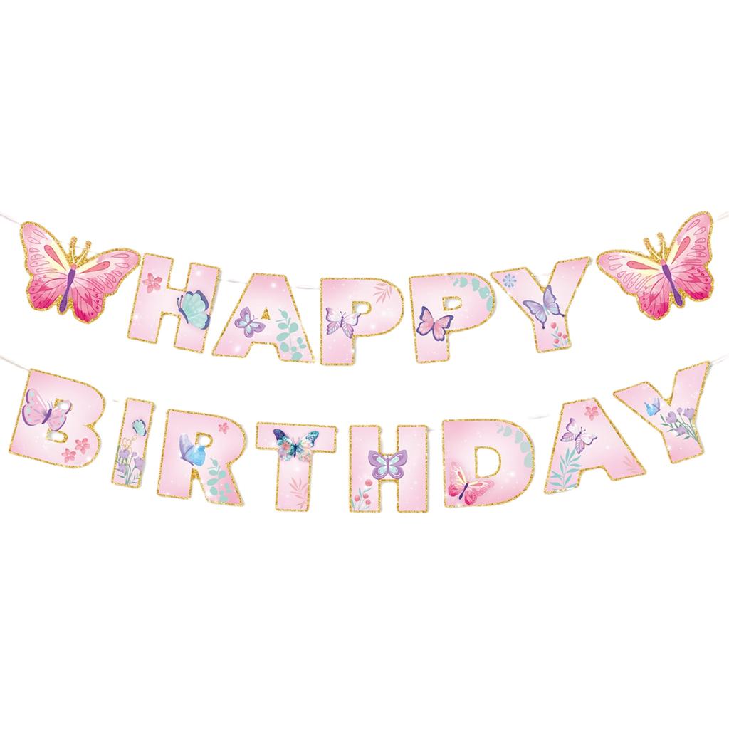 1Set Birthday Party Essential Set Butterfly Theme with Invitation Cards 10in 9in Plates Napkins Paper Cups Optional