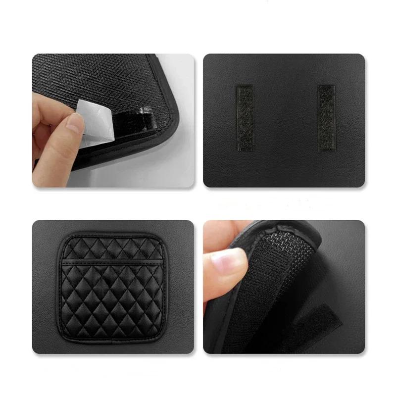 Car Adhesive Organizer PU Leather Storage Bag for Cards Phone Key
