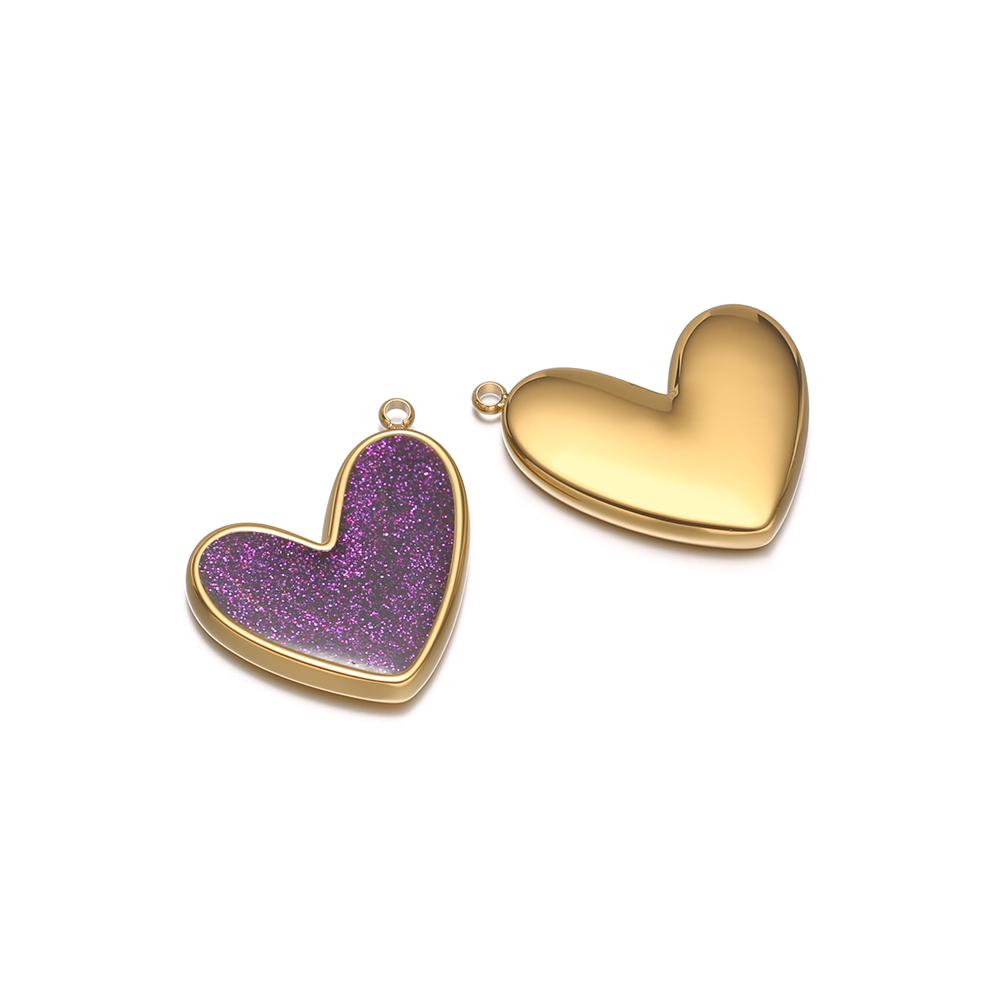 5pcs Stainless Steel Glittering Enamal Heart Charms Pendants for DIY Jewelry Lovers Necklace Findings Couples Bracelets Making
