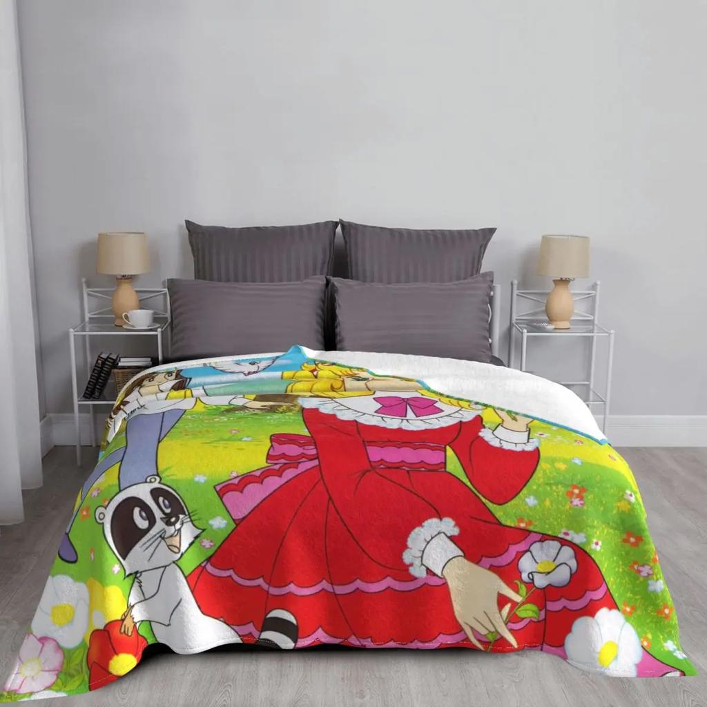 Candy Candy Cartoons Flannel Throw Blanket Cute Anime Blanket for Bed Office Warm Bedding Throws