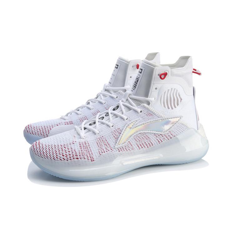Li Ning YuShuai 13 Boom Slip Resistant, Abrasion Resistant, Lightweight High Top Basketball Shoes Men's White Red ABAP031-1