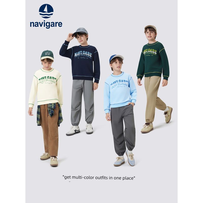 Navigare Italian Small Sailboat Children's Clothing Boys' Long-Sleeved Sweatshirt 2026 Spring New Children's Top