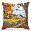 Autumn Countryside Scenes Printed Decorative Throw Pillows Square Polyester Pillowcase, Modern Sofa Decorative Cushion Cover