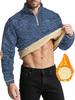 Autumn New Men's Casual Quarter Zip Fleece Lined Sweatshirt with Elbow Patches Solid Color Warm Sportswear Male Fashion Outerwear