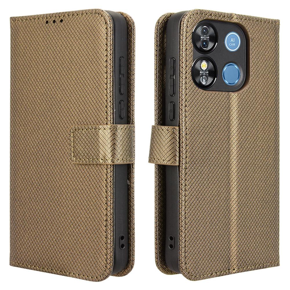 

Для Oukitel C57 Pro/C57s Чехол из ПУ кожи с ромбовидной текстурой, кошелек, чехол для телефона Brown