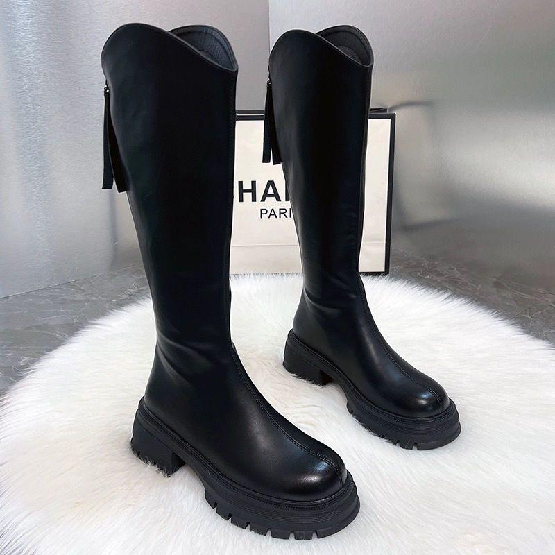 Long Boots 2026 Thick Soled High Rise Knight Boots with Horseshoe Heels and High Top Motorcycle Boots