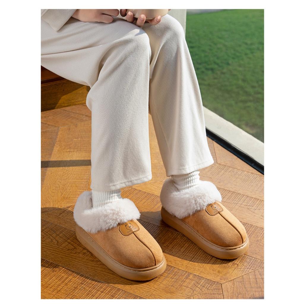 Bag Heel Cotton Shoes for Women In Autumn and Winter, Warm Home, Thick Soled Plush Cotton Slippers for Women Wearing Snow Boots